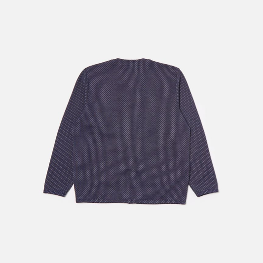 Universal Works Cardigan in Navy Argyll Jersey