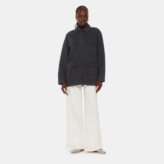 Whistles Washed Black Megan 4 Pocket Casual Jacket