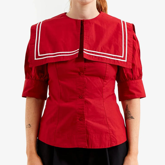 Damson Madder KEISHA BLOUSE in CHERRY RED