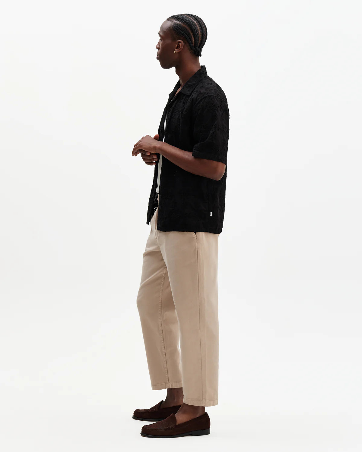 Didcot Black Corded Lace Short Sleeve Shirt