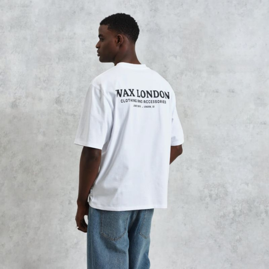 Wax London Milton White Stacked Text Graphic Organic Cotton T Shirt