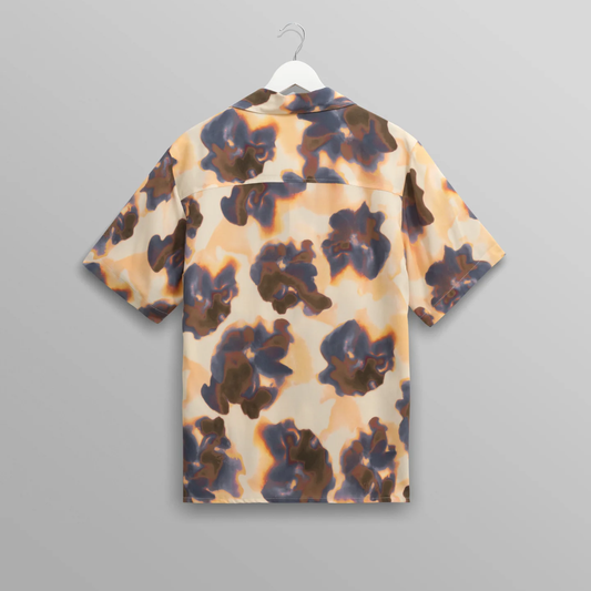 Wax London Didcot Peach Floral Blur Short Sleeve Shirt