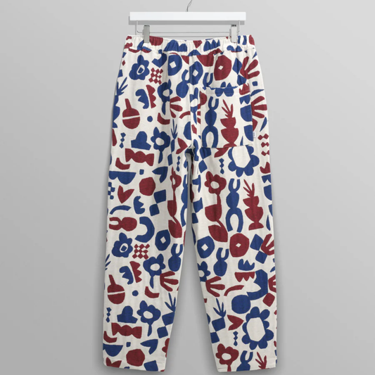 Wax London Kurt Red And Blue Spin Jacquard Trousers