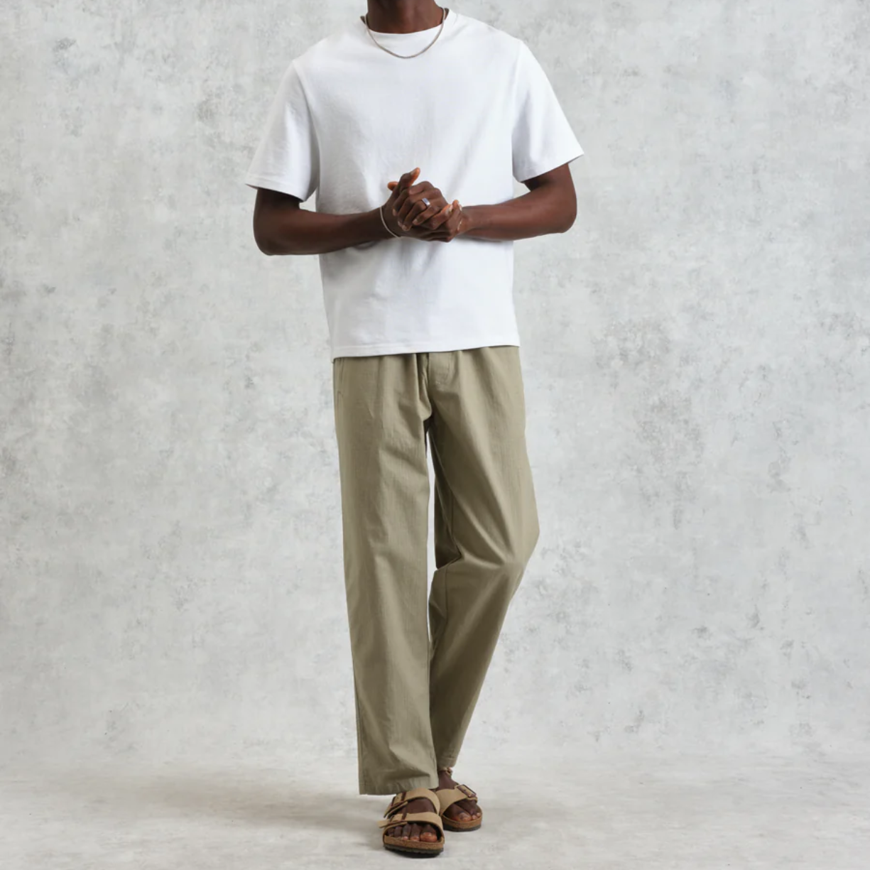 Tyne Light Khaki Linen Ripstop Trousers