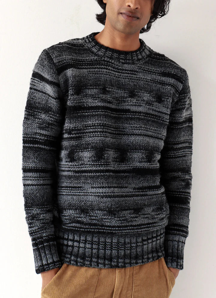Hosono Knit Black / Grey Raised Stripe