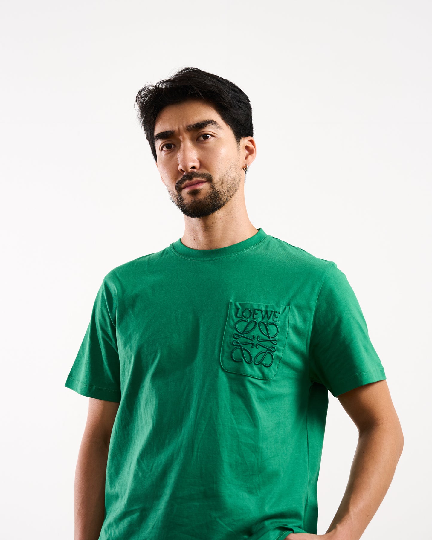 LOEWE Relaxed Fit Tonal Pocket Logo T-Shirt in Green