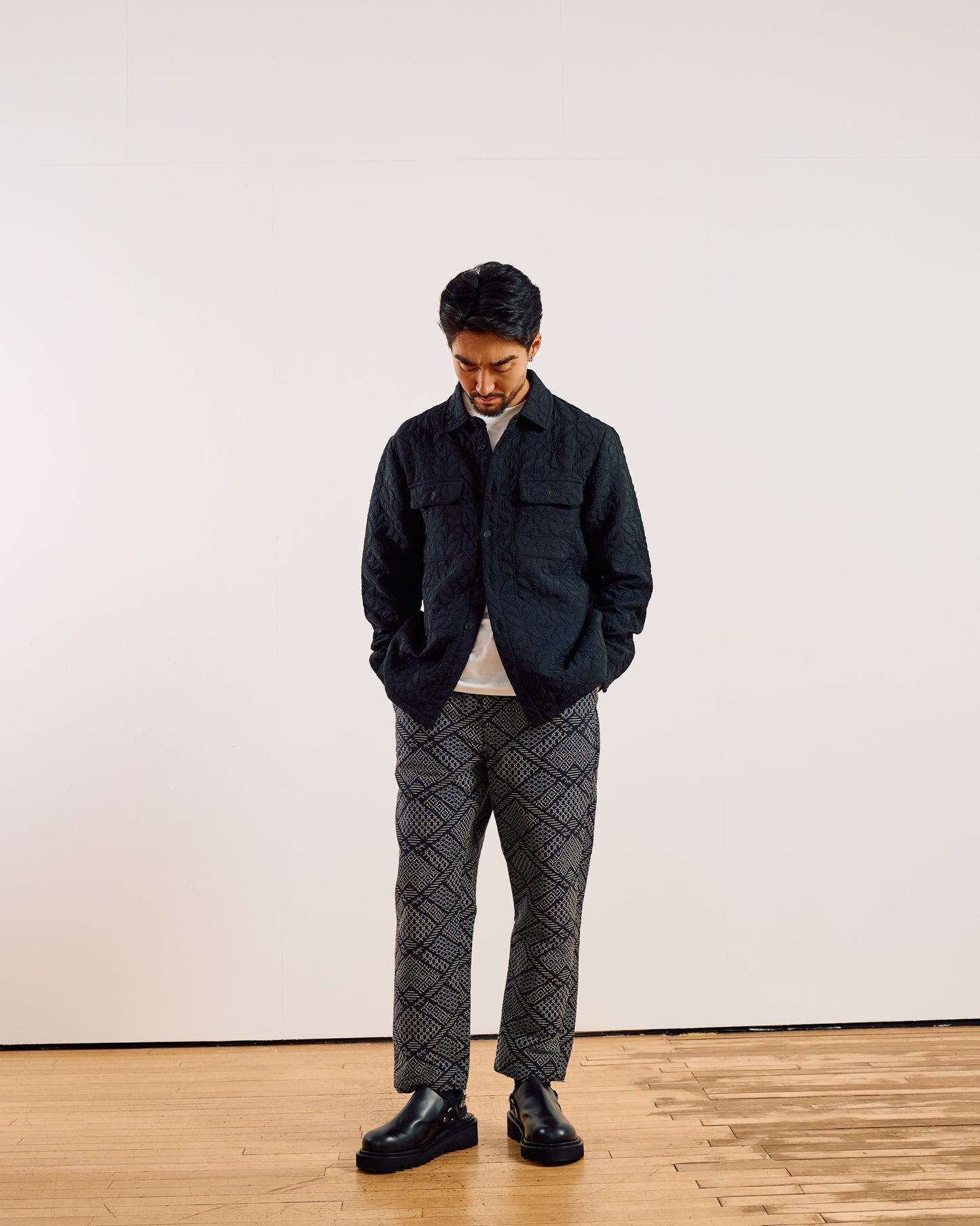 Kurt Trouser Navy Geometric Block