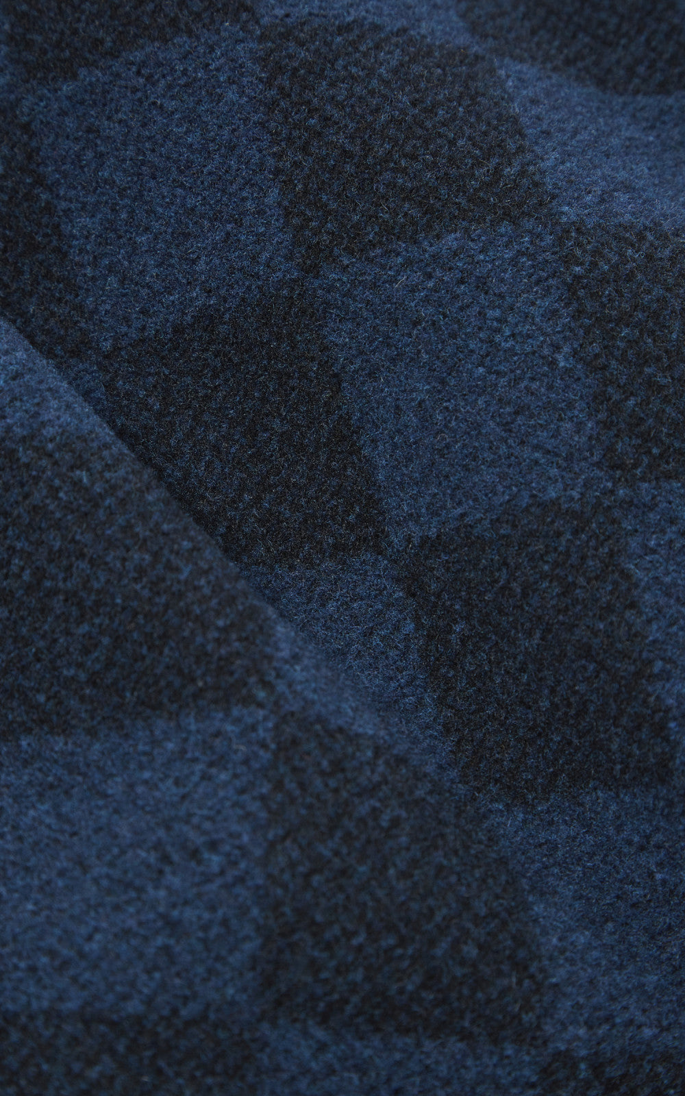 Universal Works Overcoat in Navy Checkerboard Lambswool