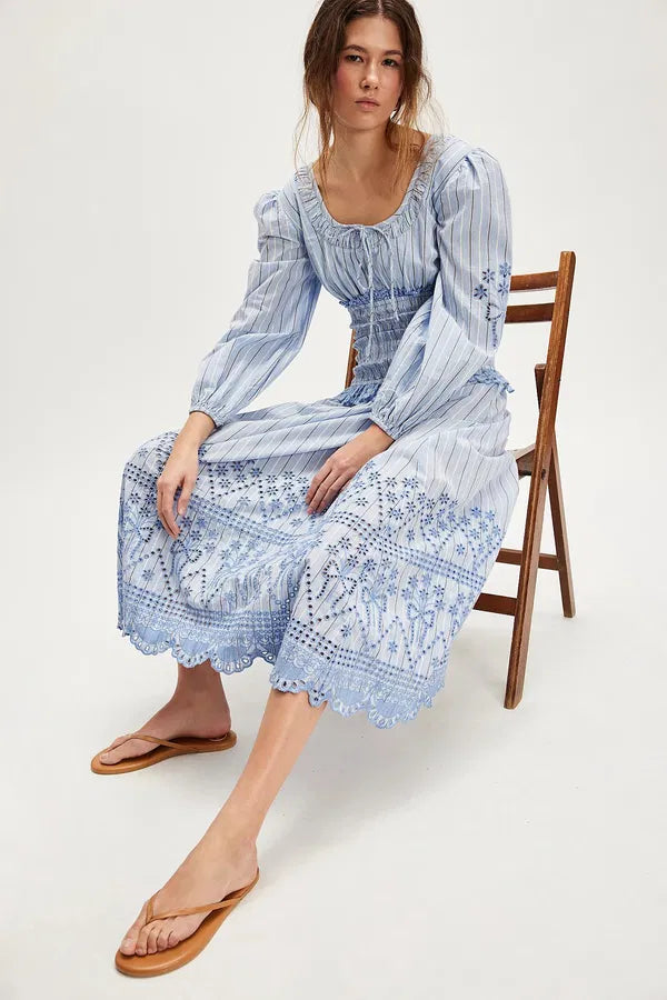 damson madder blue dress Nola Midi An easy summer silhouette 2022wintershirt Sam Black & Plum Size:(FR)36