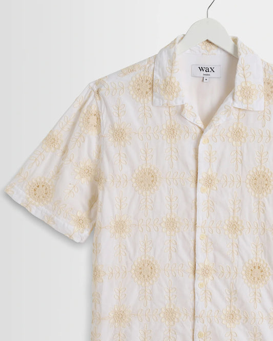 Wax London Didcot White Corded Lace Short Sleeve Shirt