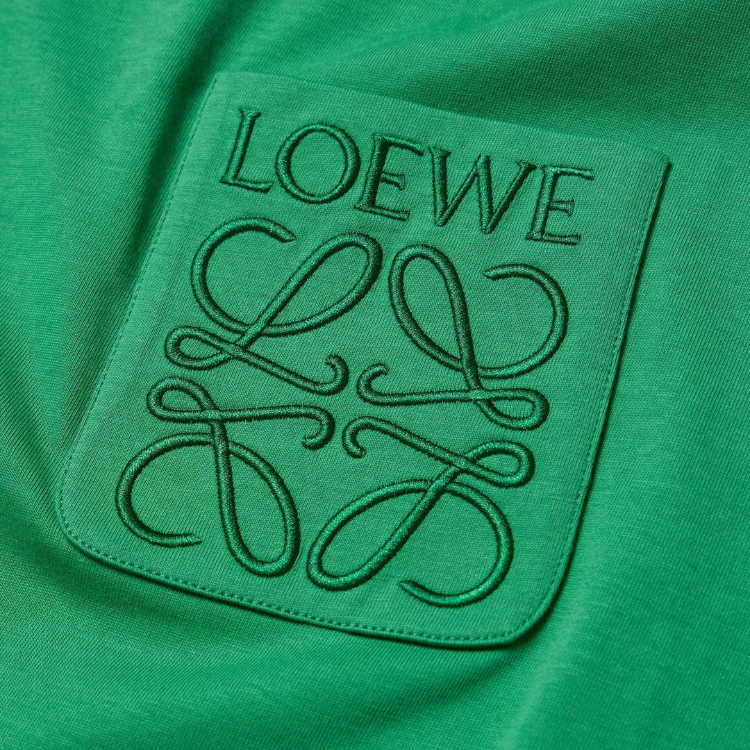LOEWE Relaxed Fit Tonal Pocket Logo T-Shirt in Green