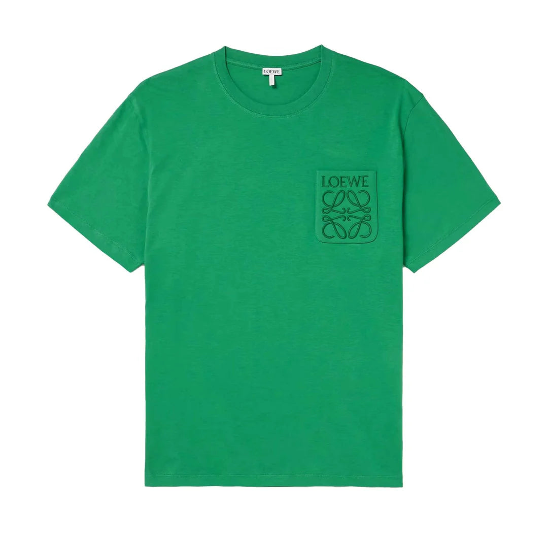 LOEWE Relaxed Fit Tonal Pocket Logo T-Shirt in Green