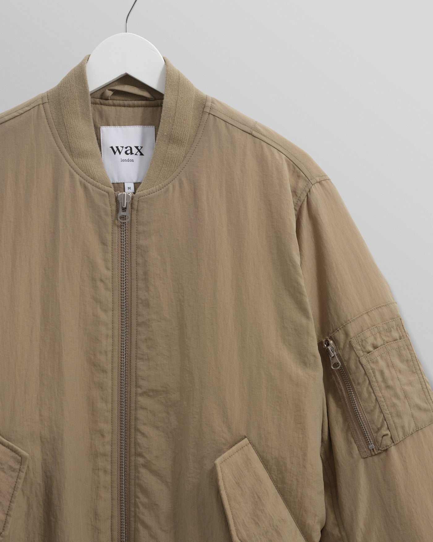 Malvern Washed Khaki Nylon Bomber Jacket