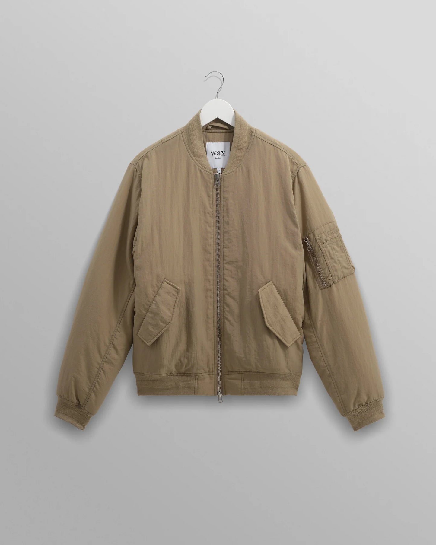 Malvern Washed Khaki Nylon Bomber Jacket
