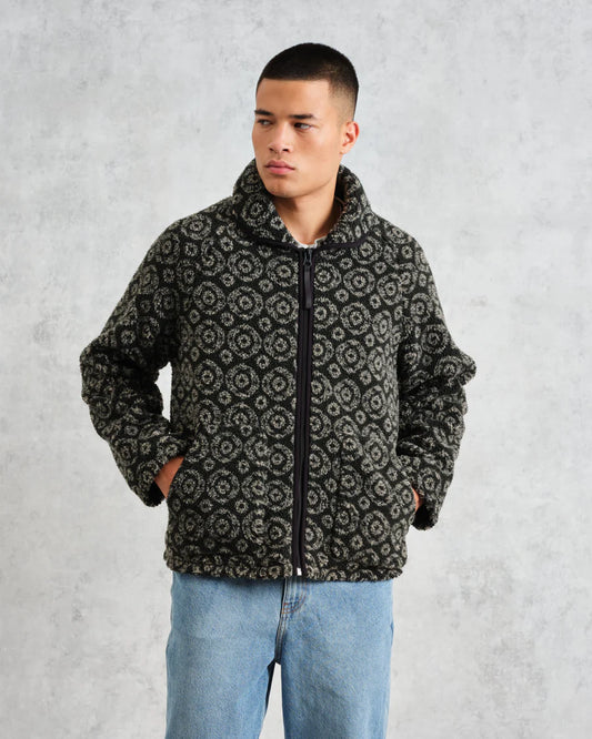 Wax London Tate Charcoal Jacquard Fleece Jacket