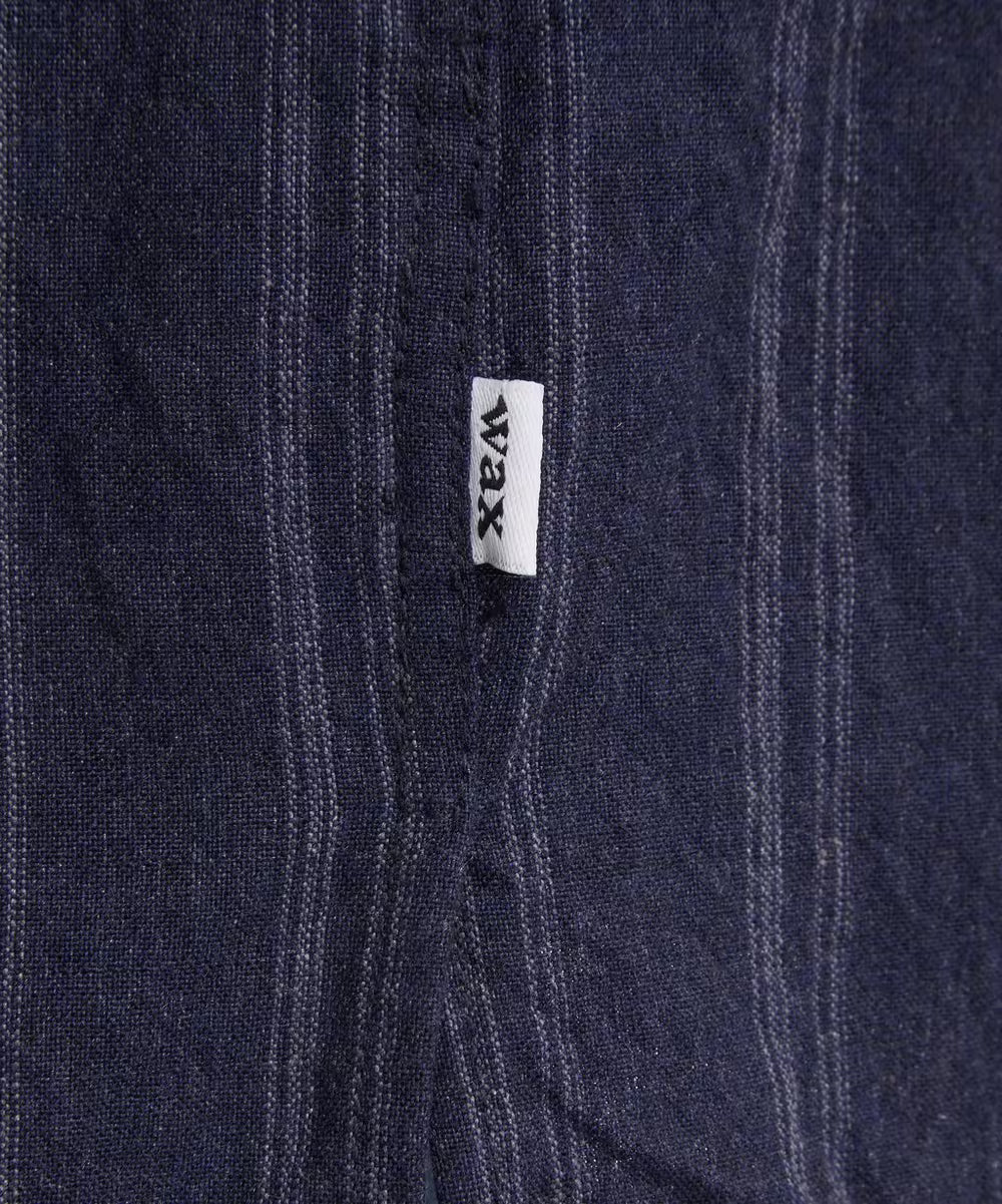 Wax London Corey Long Sleeve Shirt Textured Wide Stripe Navy