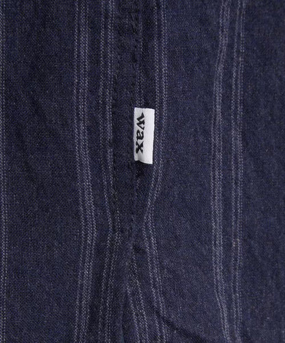 Wax London Corey Long Sleeve Shirt Textured Wide Stripe Navy