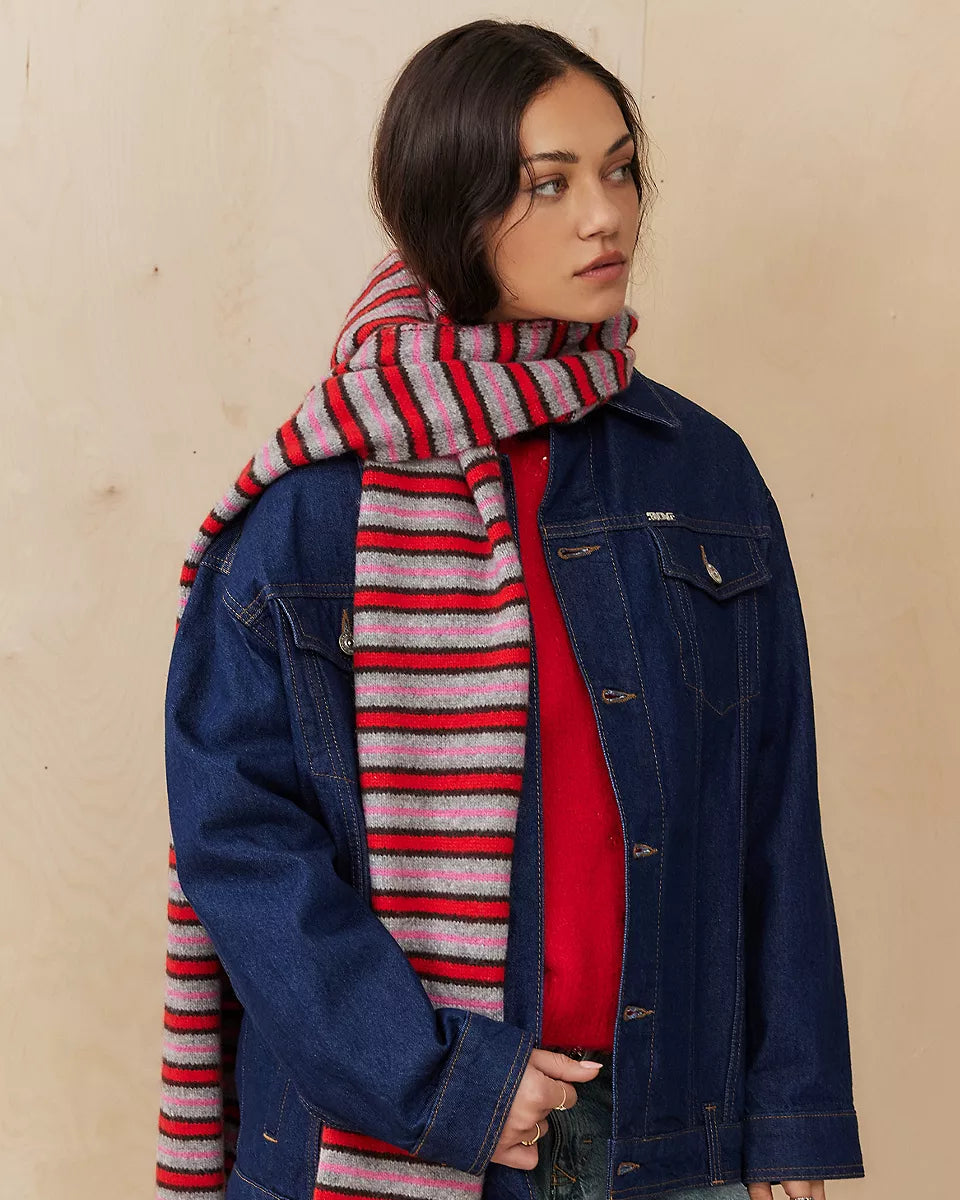 Damson Madder Hooded Scarf In Stripe