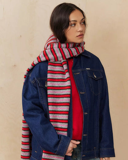 Damson Madder Hooded Scarf In Stripe