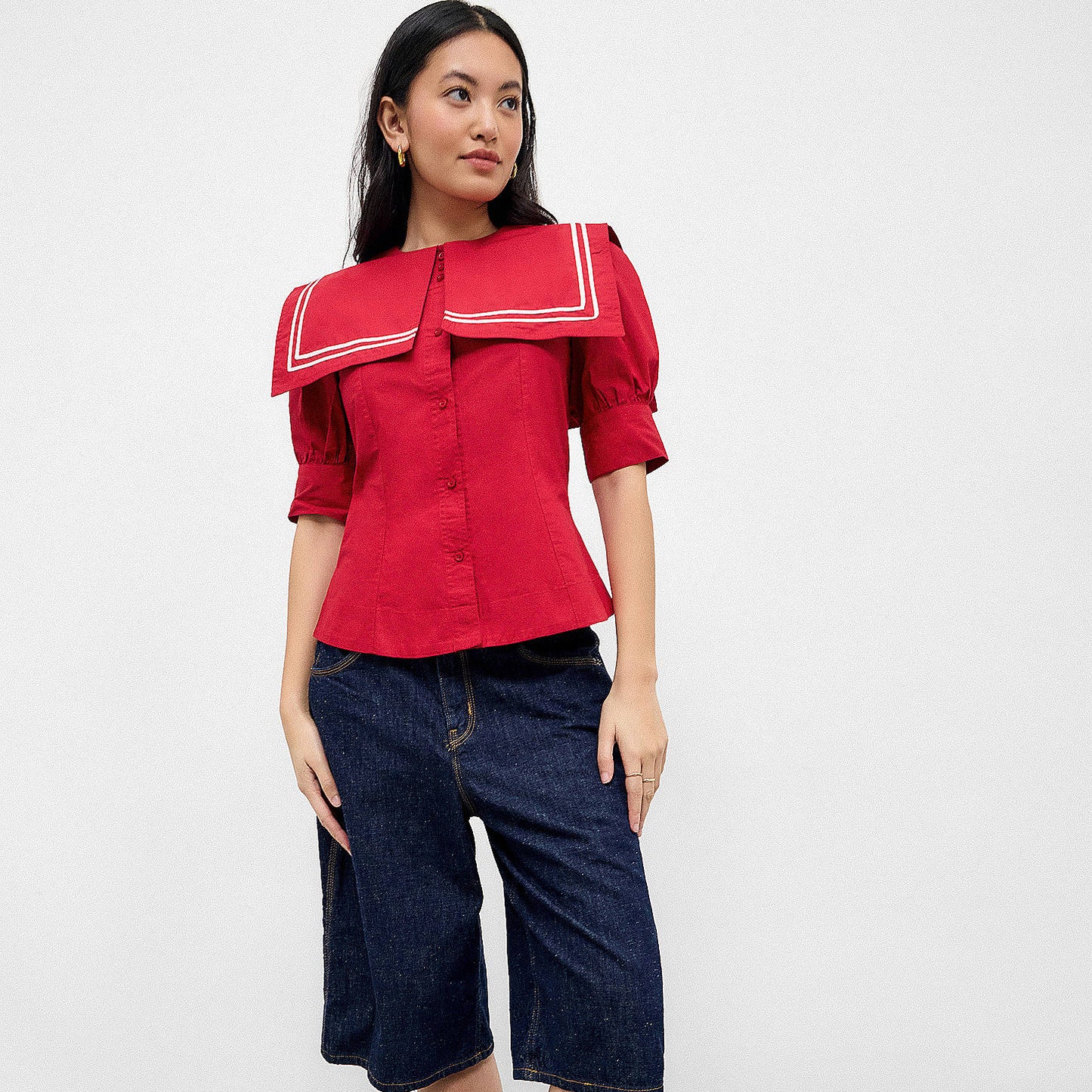 Damson Madder KEISHA BLOUSE in CHERRY RED