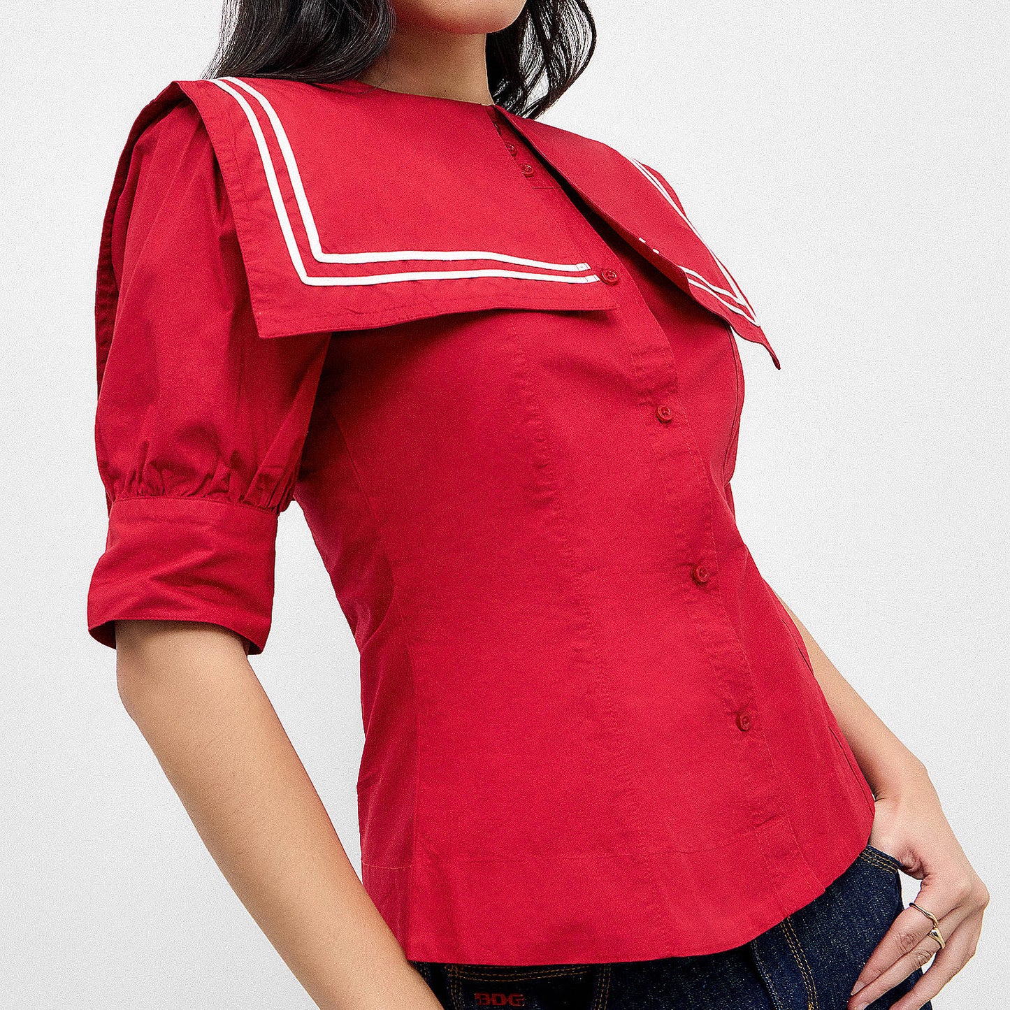 Damson Madder KEISHA BLOUSE in CHERRY RED