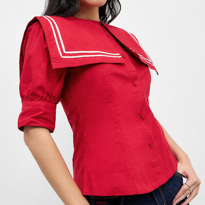Damson Madder KEISHA BLOUSE in CHERRY RED
