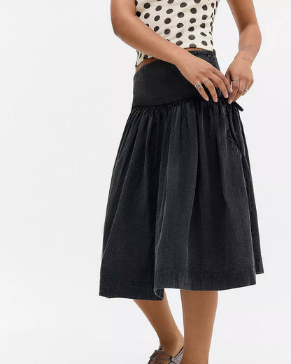 Fia Volume Knee Length Skirt - Carbon