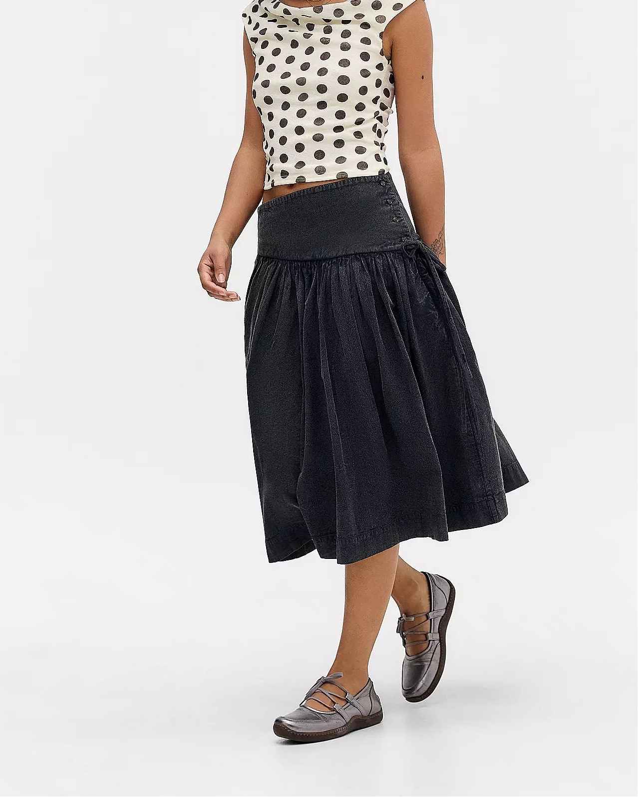 Fia Volume Knee Length Skirt - Carbon
