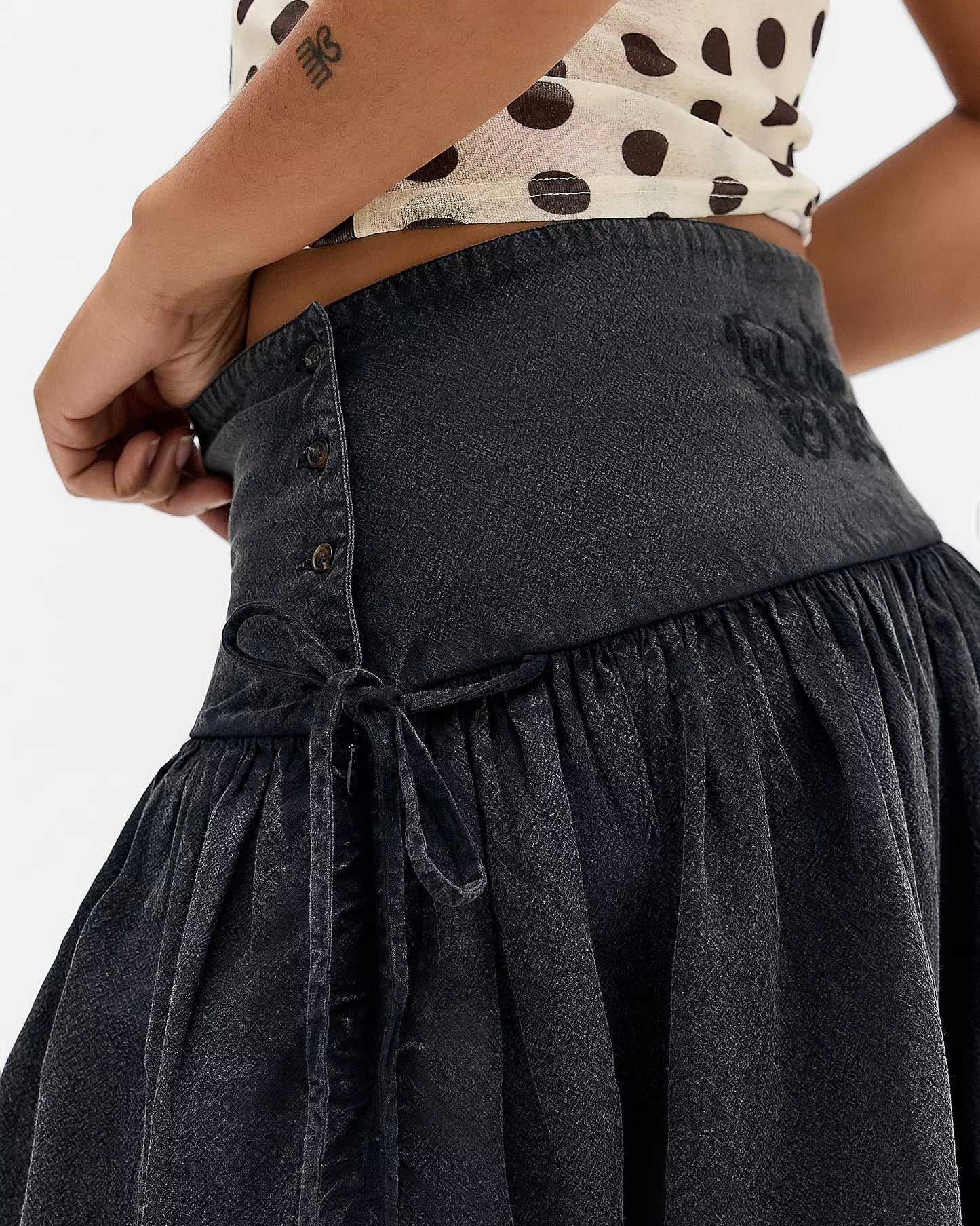 Fia Volume Knee Length Skirt - Carbon