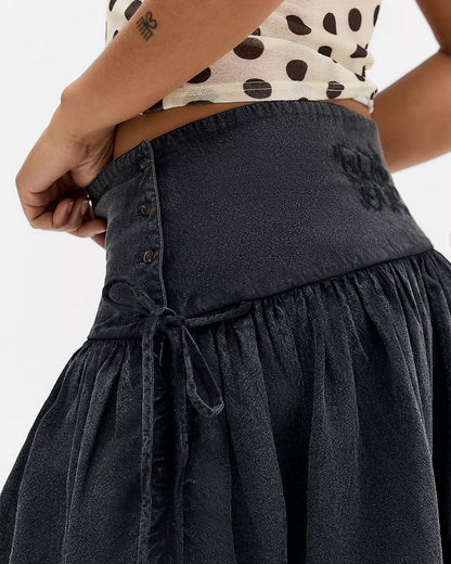 Fia Volume Knee Length Skirt - Carbon