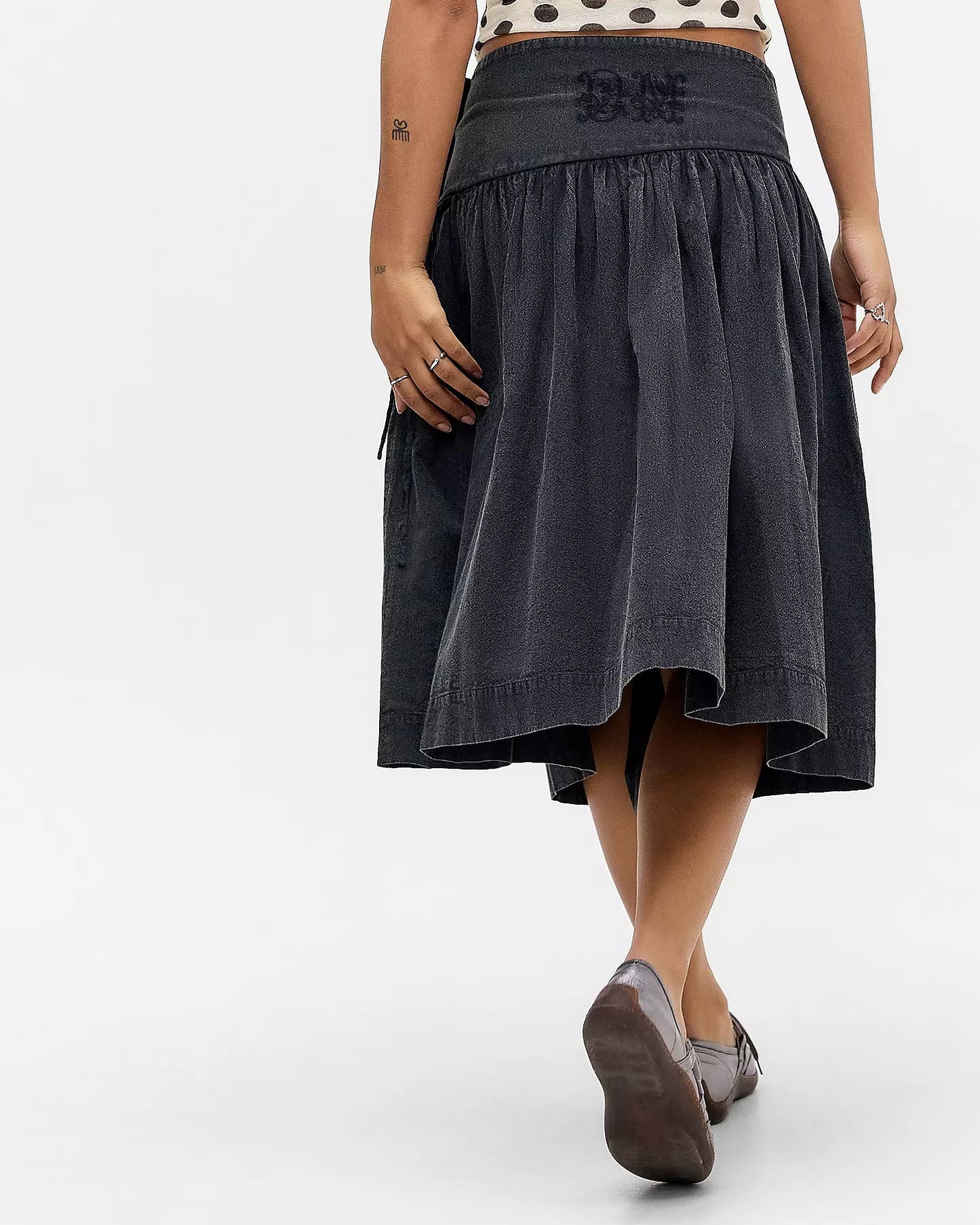 Fia Volume Knee Length Skirt - Carbon