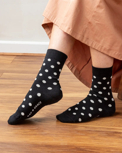 Raf & Grace Sock Black/Ecru