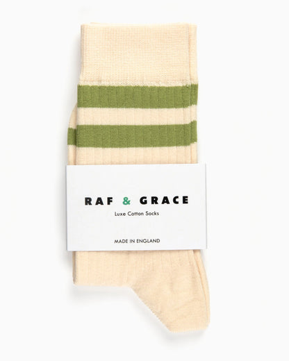 Raf & Grace Sock Ecru/Green