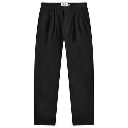 Raleigh Black Cotton Pleated Trousers V2
