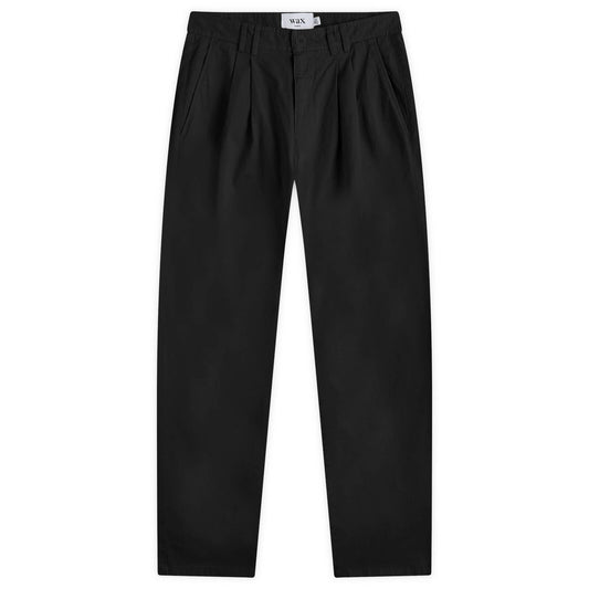 Raleigh Black Cotton Pleated Trousers V2