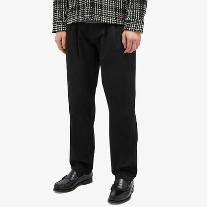 Raleigh Black Cotton Pleated Trousers V2