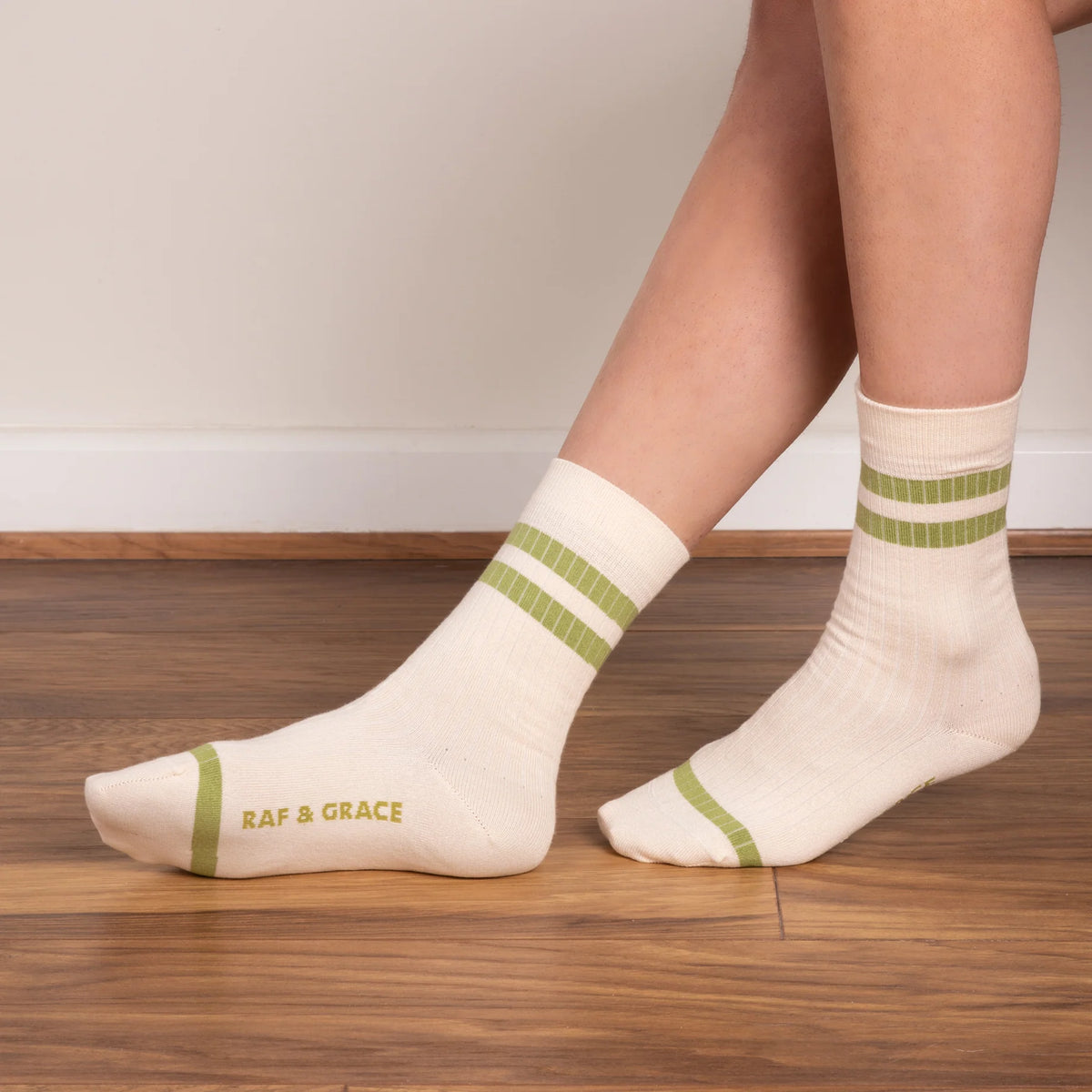 Raf & Grace Sock Ecru/Green