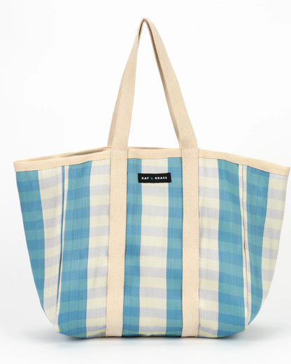 Raf & Grace Large Shopper Bag Blue/Ecru