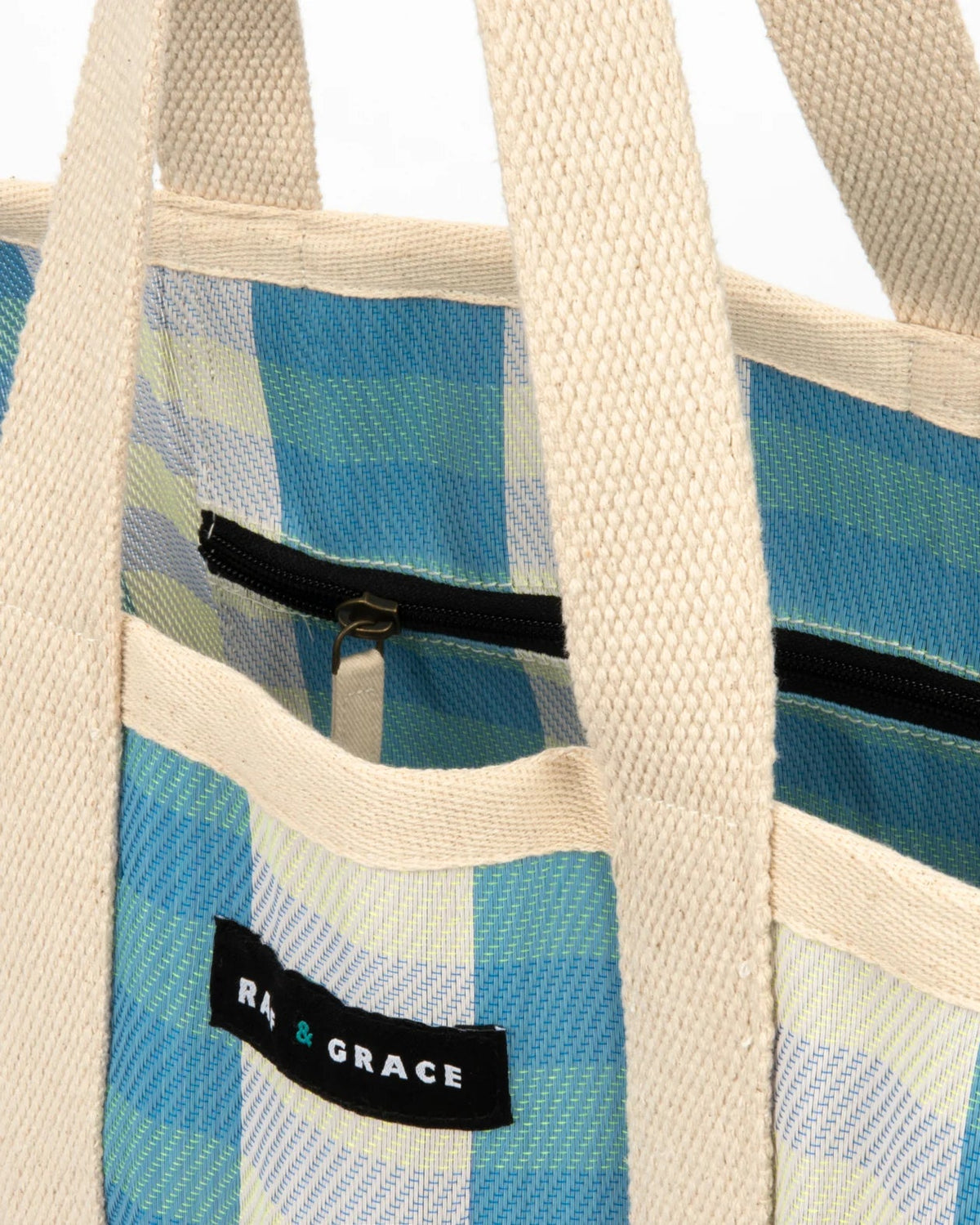 Raf & Grace Large Shopper Bag Blue/Ecru
