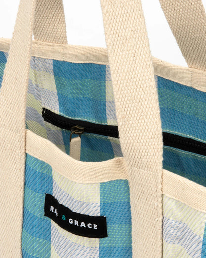 Raf & Grace Large Shopper Bag Blue/Ecru