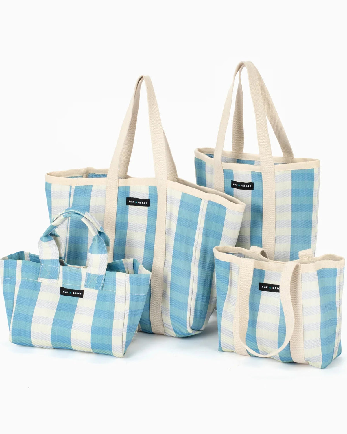 Raf And Grace Tote Bag Blue/Ecru