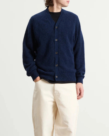 Universal Works David Cardigan Alpaca Knit Navy