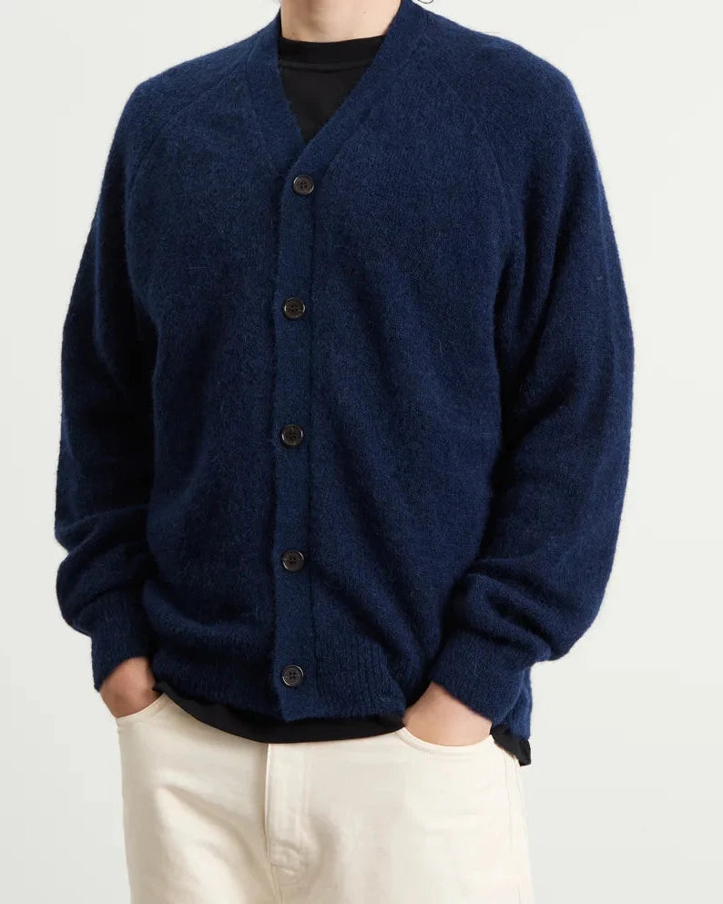 Universal Works David Cardigan Alpaca Knit Navy