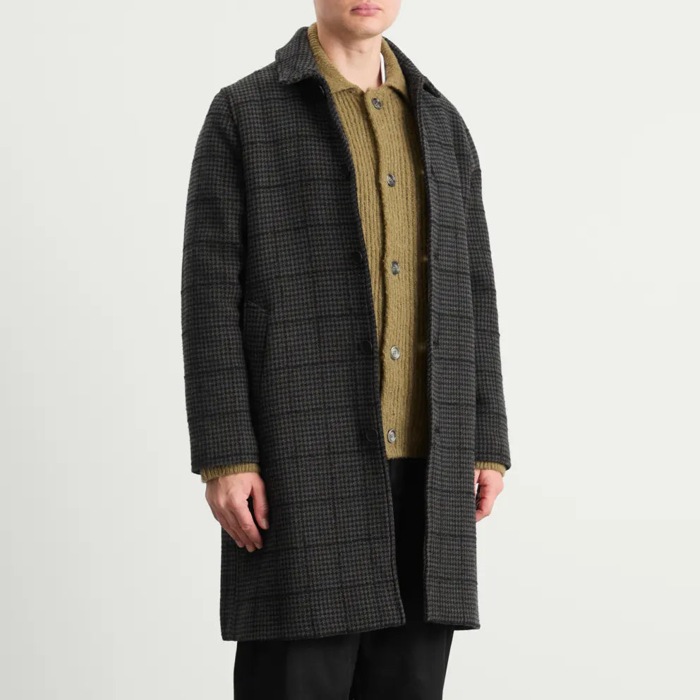 Wax London Stan Puppytooth Coat - Navy/Grey