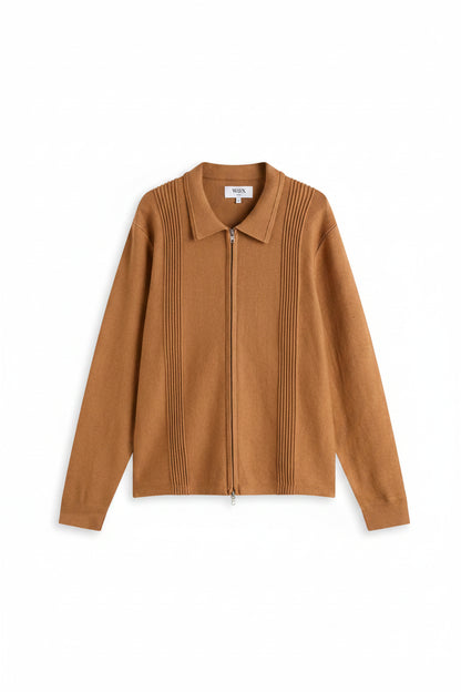 Lennox Camel Milano Stripe Knitted Polo