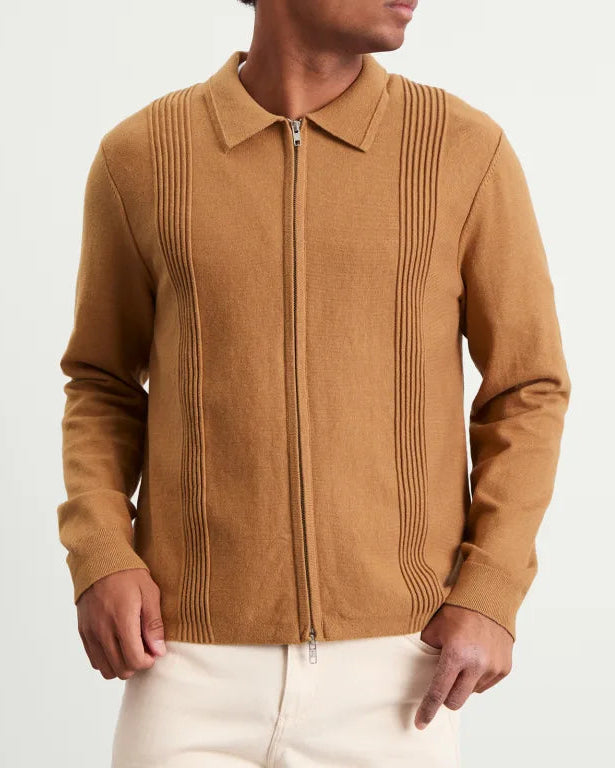 Lennox Camel Milano Stripe Knitted Polo