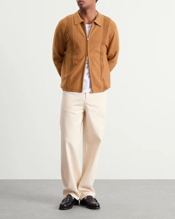 Lennox Camel Milano Stripe Knitted Polo