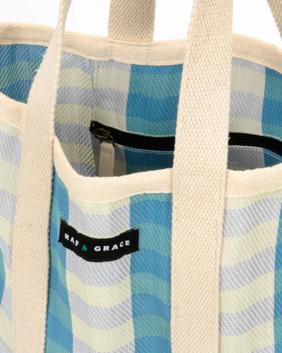 Raf And Grace Tote Bag Blue/Ecru