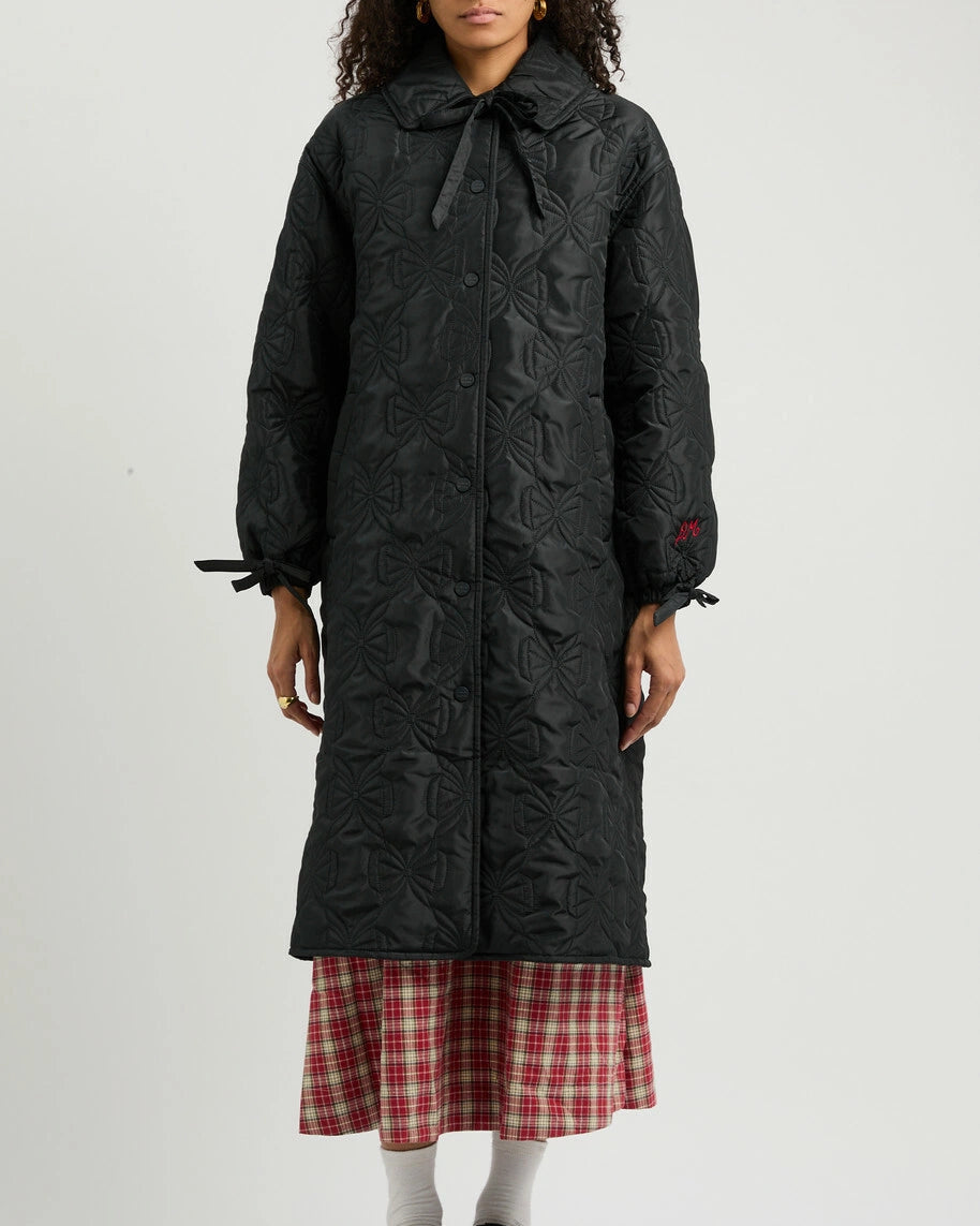 Aubrey Quilted Coat- Black Bows