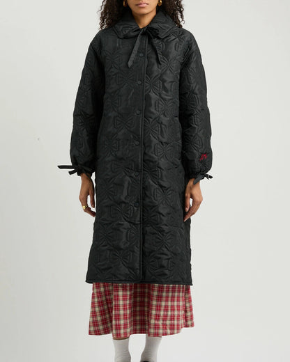 Aubrey Quilted Coat- Black Bows